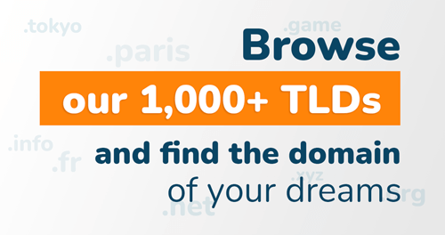 Browse our 1,000+ TLDs and find the domain of your dreams