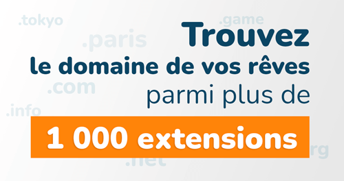 Trouvez le domaine de vos rêves parmi plus de 1 200extensions